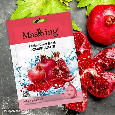 MasKing Beauty Facial Sheet Mask Pomegranate, Kiwi, Avocado, Potato  Honey for Skin Regeneration  Glowing for Women  Men, 100ml (Combo Of 5)-thumb2