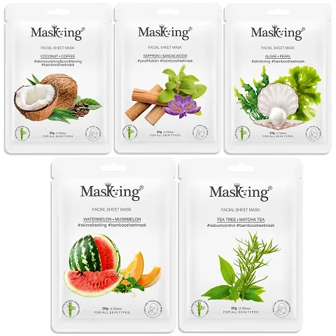 Combo Of Natural Facial Sheet Mask For Bright Radiant Skin