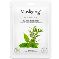 MasKing Bamboo Facial Sheet Mask of Tea Tree  Matcha Tea for Sebum Control Ideal for Women  Men, 20ml each (Pack of 2)-thumb2