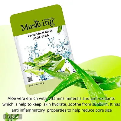 Masking Beauty Diva Facial Sheet Mask Aloe Vera and Bamboo, Tea-tree Charcoal facial Sheet Mask Combo Pack of 02-thumb3