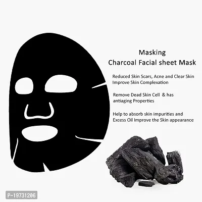 MasKing Diva Charcoal Facial Sheet Mask For Anti Acne, Glowing, Anti Inflammatory  Skin Purifying Ideal For Women  Men (Combo Pack of 4) | Diva Litchi Nail Polish Remover 30 Round Pads (Pack of 1)-thumb3