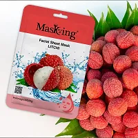 Masking Beauty Skin Glowing, Skin Lightening, Calming, Fairness, Natural Serum Facial Sheet Mask (Litchi) Suitable for Women  Men Lyocell Mask Sheet Pack of 01-thumb1