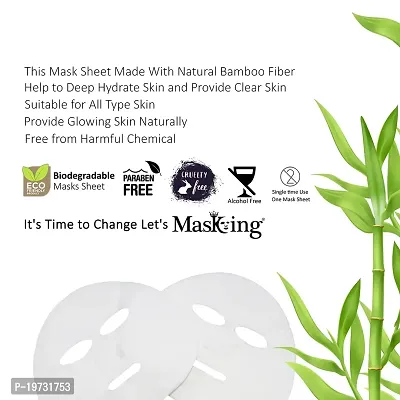 MasKing Bamboo Facial Sheet Mask of Orange, Papaya, Neem, Saffron  Algae Ideal for Women  Men, 100ml (Combo Pack of 5)-thumb2