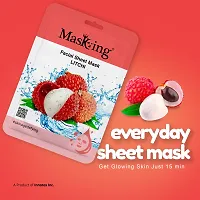 Masking Beauty Skin Glowing, Skin Lightening, Calming, Fairness, Natural Serum Facial Sheet Mask (Litchi) Suitable for Women  Men Lyocell Mask Sheet Pack of 01-thumb2