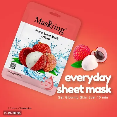 Masking Beauty Skin Glowing, Skin Lightening, Calming, Fairness, Natural Serum Facial Sheet Mask (Litchi) Suitable for Women  Men Lyocell Mask Sheet Pack of 01-thumb3