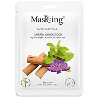 MasKing Bamboo Facial Sheet Mask of Saffron  Sandalwood for Youthful Skin Ideal for Women  Men, 20ml each (Pack of 2)-thumb2