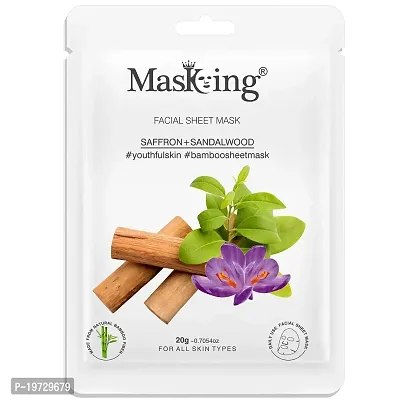 MasKing Bamboo Facial Sheet Mask of Saffron  Sandalwood for Youthful Skin Ideal for Women  Men, 20ml each (Pack of 2)-thumb3