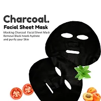 Masking Charcoal Bamboo Facial Sheet Mask Skin Detox and Cleansing Hibiscus Apricot  Charcoal Sheet Mask for Women Men 25ml Each Pack of 02-thumb3