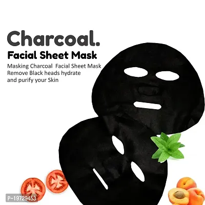 Masking Charcoal Bamboo Facial Sheet Mask Skin Detox and Cleansing Hibiscus Apricot  Charcoal Sheet Mask for Women Men 25ml Each Pack of 02-thumb4