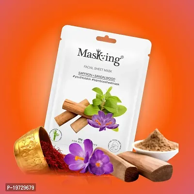 MasKing Bamboo Facial Sheet Mask of Saffron  Sandalwood for Youthful Skin Ideal for Women  Men, 20ml each (Pack of 2)-thumb2