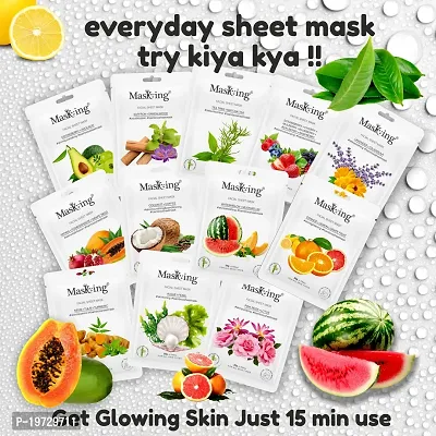 MasKing Bamboo Facial Sheet Mask of Papaya, Pomegranate  Grape Seed for Skin Vital Infusion Ideal for Women  Men, 20ml each (Pack of 2)-thumb4