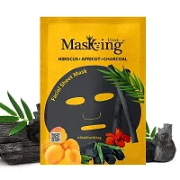 Masking Beauty Facial Sheet Mask of Rice for Skin Soothing 20ml (Pack Of 1)  Masking Diva Hibiscus, Apricot  Charcoal Facial Sheet Mask for Skin Purifying 25ml (Pack Of 1) for Women  Men-thumb1