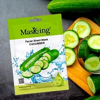 MasKing Beauty Facial Sheet Mask Cucumber, Lemon, Pomegranate, Kiwi  Aloe Vera for Skin Glowing, Lightening  Moisturize for Women  Men, 100ml (Combo Of 5)-thumb1