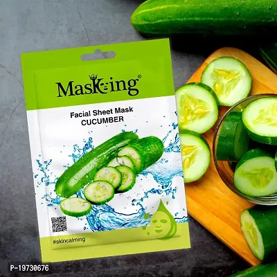 MasKing Beauty Facial Sheet Mask Cucumber, Lemon, Pomegranate, Kiwi  Aloe Vera for Skin Glowing, Lightening  Moisturize for Women  Men, 100ml (Combo Of 5)-thumb2