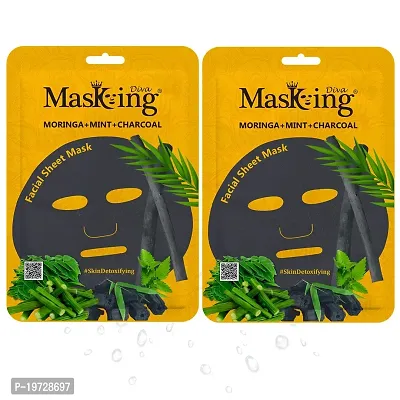 Masking Diva Moringa, Mint  Charcoal Facial Sheet Mask 25ml (Pack Of 1)