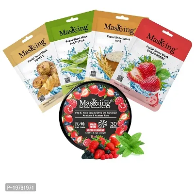 MasKing Beauty Facial Sheet Mask Potato, Aloe Vera, Rice  Strawberry Ideal for Women  Men (Combo Pack of 4) | Diva Berries Nail Polish Remover-thumb0