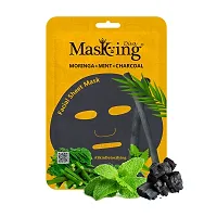 Masking Diva Charcoal Facial Sheet Mask Combo| Natural Charcoal Sheet Mask |Face sheet Mask for Women, Men Combo Pack of 05 (100ml/g)-thumb3