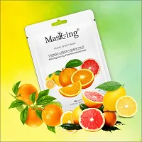 MasKing Bamboo Facial Sheet Mask of Orange, Lemon  Grapefruit for Skin Lightening Ideal for Women  Men, 20ml each (Pack of 2)-thumb1