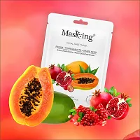 MasKing Bamboo Facial Sheet Mask of Papaya, Pomegranate  Grape Seed for Skin Vital Infusion Ideal for Women  Men, 20ml each (Pack of 2)-thumb1