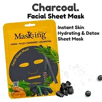 Masking Charcoal Bamboo Facial Sheet Mask Skin Detox and Cleansing Hibiscus Apricot  Charcoal Sheet Mask for Women Men 25ml Each Pack of 02-thumb2