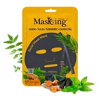 Masking Diva Charcoal Facial Sheet Mask Combo| Natural Charcoal Sheet Mask |Face sheet Mask for Women, Men Combo Pack of 05 (100ml/g)-thumb2