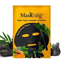 Masking Beauty Facial Sheet Mask of Cucumber for Skin Calming 20ml (Pack Of 1)  Masking Diva Neem, Tulsi, Turmeric  Charcoal Facial Sheet Mask for Anti Acne 25ml (Pack Of 1) for Women  Men-thumb1