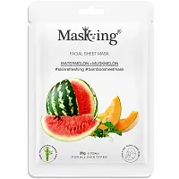 MasKing Bamboo Facial Sheet Mask of Watermelon  Muskmelon for Skin Refreshing Ideal for Women  Men, 20ml each (Pack of 2)-thumb1