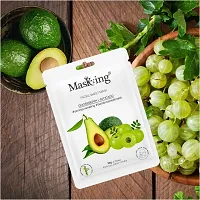 MasKing Bamboo Facial Sheet Mask of Gooseberry  Avocado for Skin Rejuvenating Ideal for Women  Men, 20ml each (Pack of 2)-thumb1