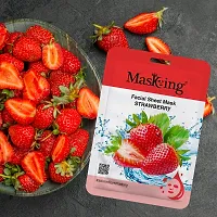 Masking Beauty Skin Glowing, Calming, Fairness, Natural Serum Facial Sheet Mask (Strawberry) Suitable for Women  Men Lyocell Mask Sheet Pack of 01-thumb1