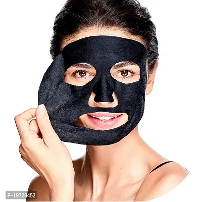 Masking Charcoal Bamboo Facial Sheet Mask Skin Detox and Cleansing Hibiscus Apricot  Charcoal Sheet Mask for Women Men 25ml Each Pack of 02-thumb5