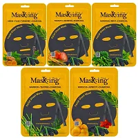 MasKing Beauty Facial Sheet Mask | Natural Bamboo Fiber Mask | Charcoal Mask | Potato, Orange, Neem, Tulsi  Turmeric | For Skin Lightening | Pack of 3-thumb3