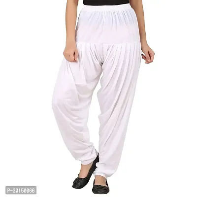 Fabulous White Lycra Solid Salwars Patiala Pant For Women-thumb0