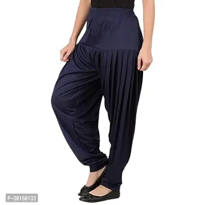 Fabulous Navy Lycra Solid Salwars Patiala Pant For Women-thumb0