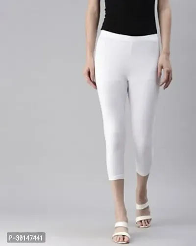 Fabulous White Cotton Solid Leggings For Women-thumb0