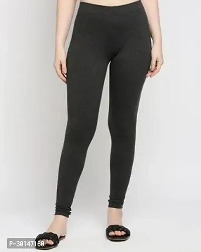 Fabulous Grey Cotton Solid Leggings For Women