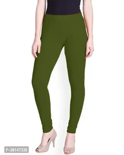 Fabulous Green Cotton Solid Leggings For Women-thumb0