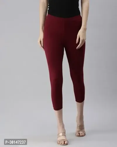 Fabulous Maroon Cotton Solid Leggings For Women-thumb0