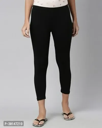 Fabulous Black Cotton Solid Leggings For Women