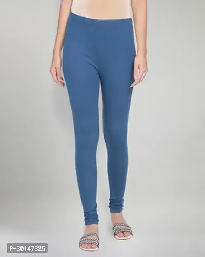 Fabulous Blue Cotton Solid Leggings For Women