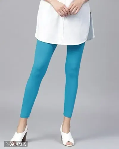 Fabulous Blue Cotton Solid Leggings For Women-thumb0