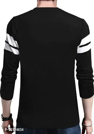 Reliable Black Cotton Colourblocked Round Neck Tees For Men-thumb2