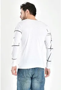 Reliable White Cotton Colourblocked Round Neck Tees For Men-thumb1