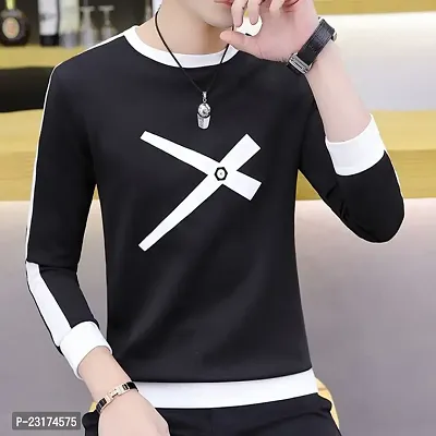 Reliable Black Cotton Printed Round Neck Tees For Men-thumb0