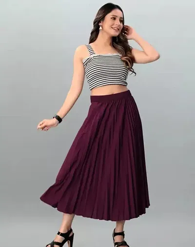 Stylish Crepe Solid Skirt For Women