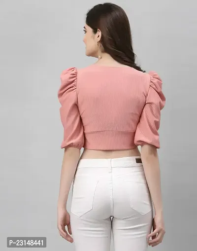 Elegant Pink Lycra Solid Top For Women-thumb2