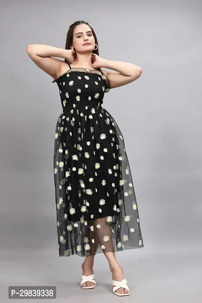 Stylish Net Printed Dress for Women