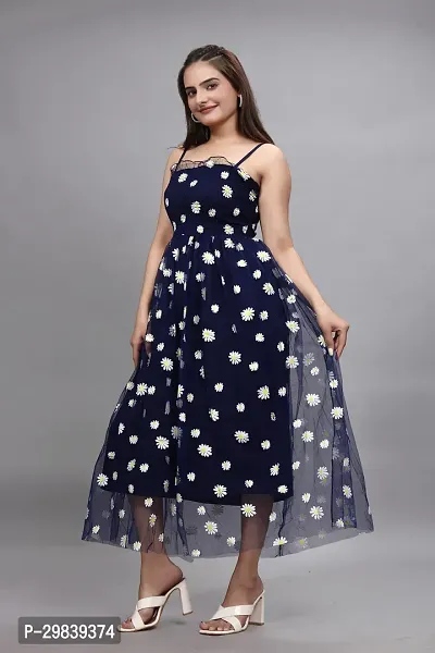 Stylish Net Printed Dress for Women-thumb5