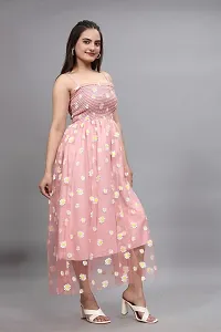 Stylish Net Printed Dress for Women-thumb1