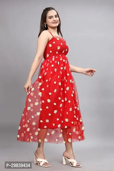 Stylish Net Printed Dress for Women