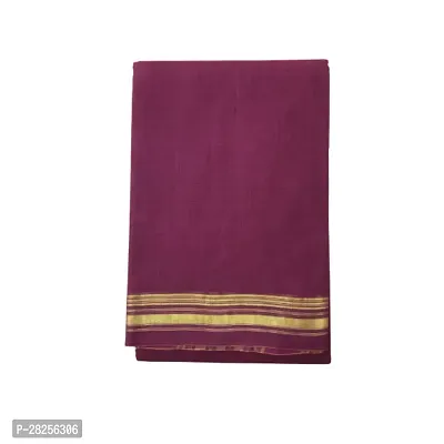 Maroon Color Cotton Saree with Gold Border for Women )